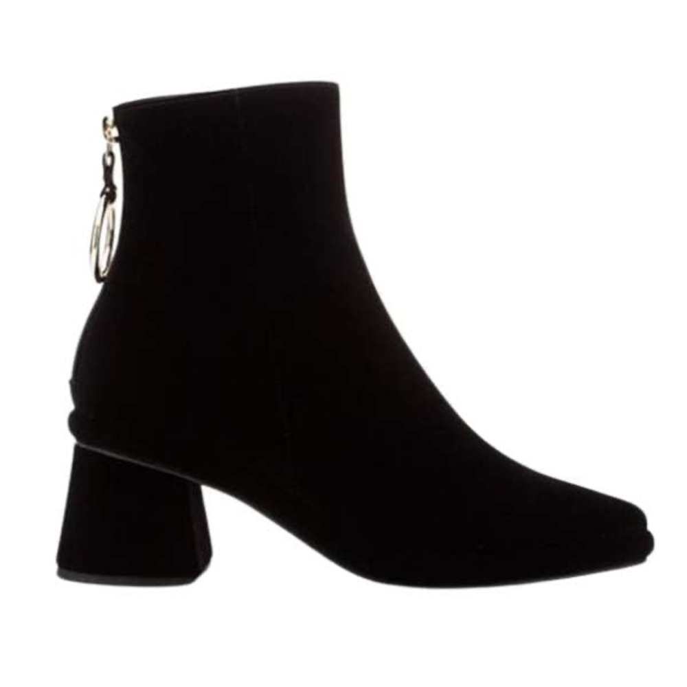 Reike Nen Ankle Velvet Black Heeled Ankle Booties for Women